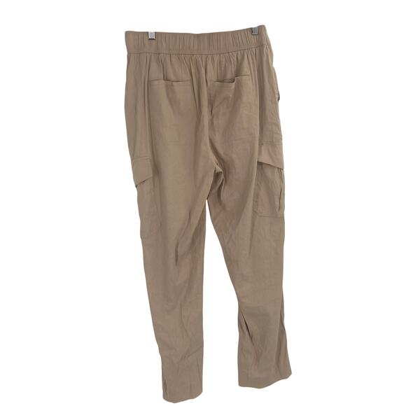 VINCE Preppy Linen Cargo Cropped Oat Beige Trouser Pant 8 NEW Capsule Beach - Picture 3 of 15